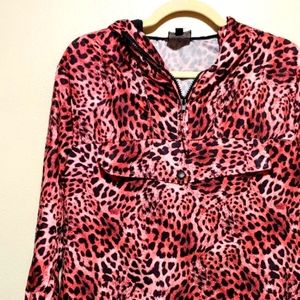 90's style pink leopard print windbreaker raincoat